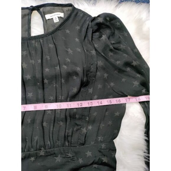 Max Studio Vintage Whimsy Goth Star Pattern Puff Sleeves Pleated Midi Dress M - Picture 11 of 16